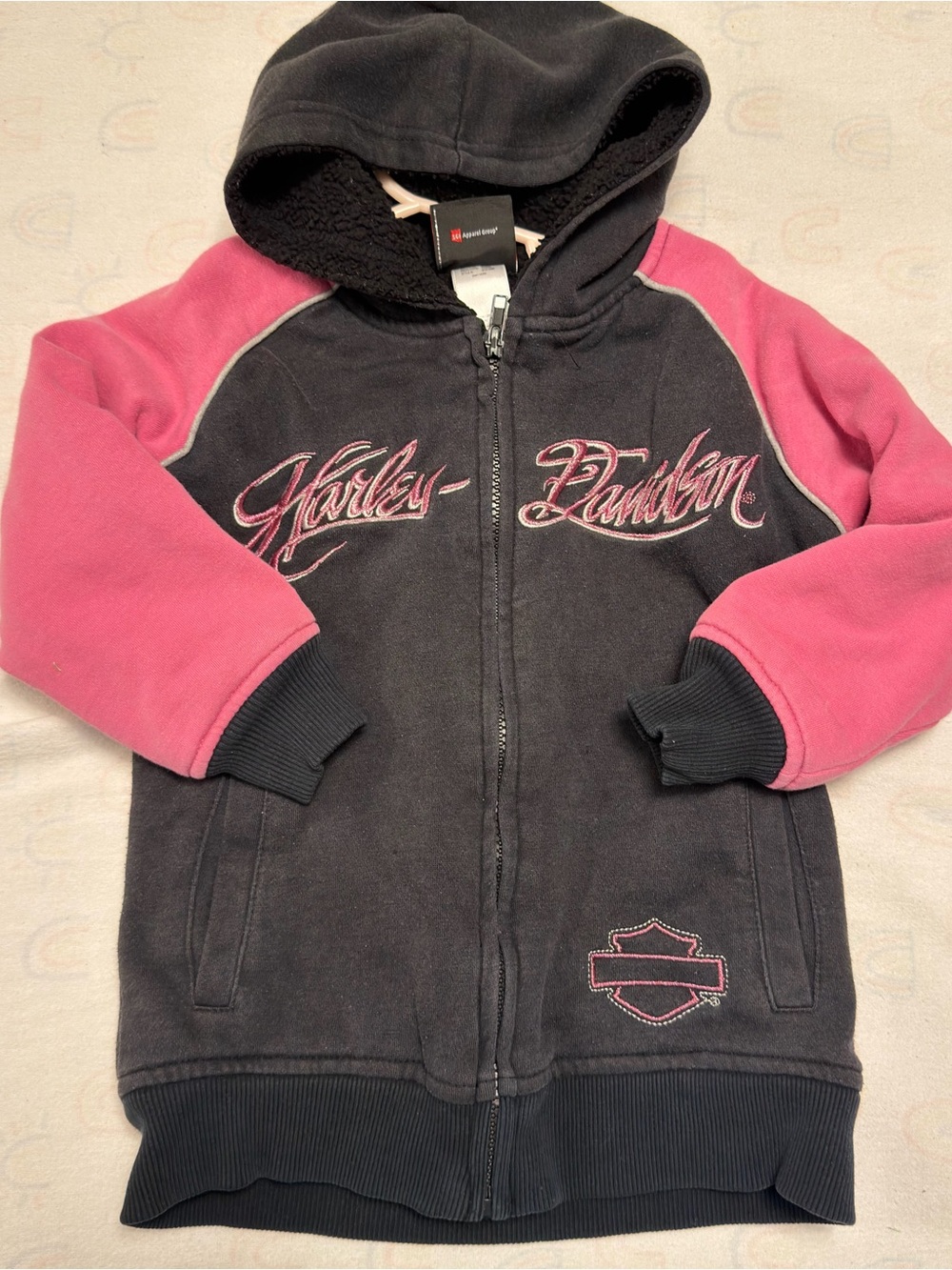 Harley-Davidson Black & Pink Kids Hooded Zip Sweatshirt